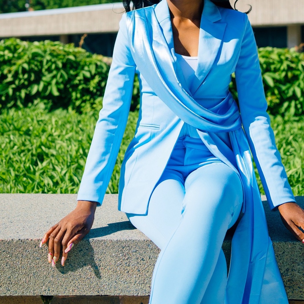 Miss Circle Blue Women's Suit (pants and blazer ) size S